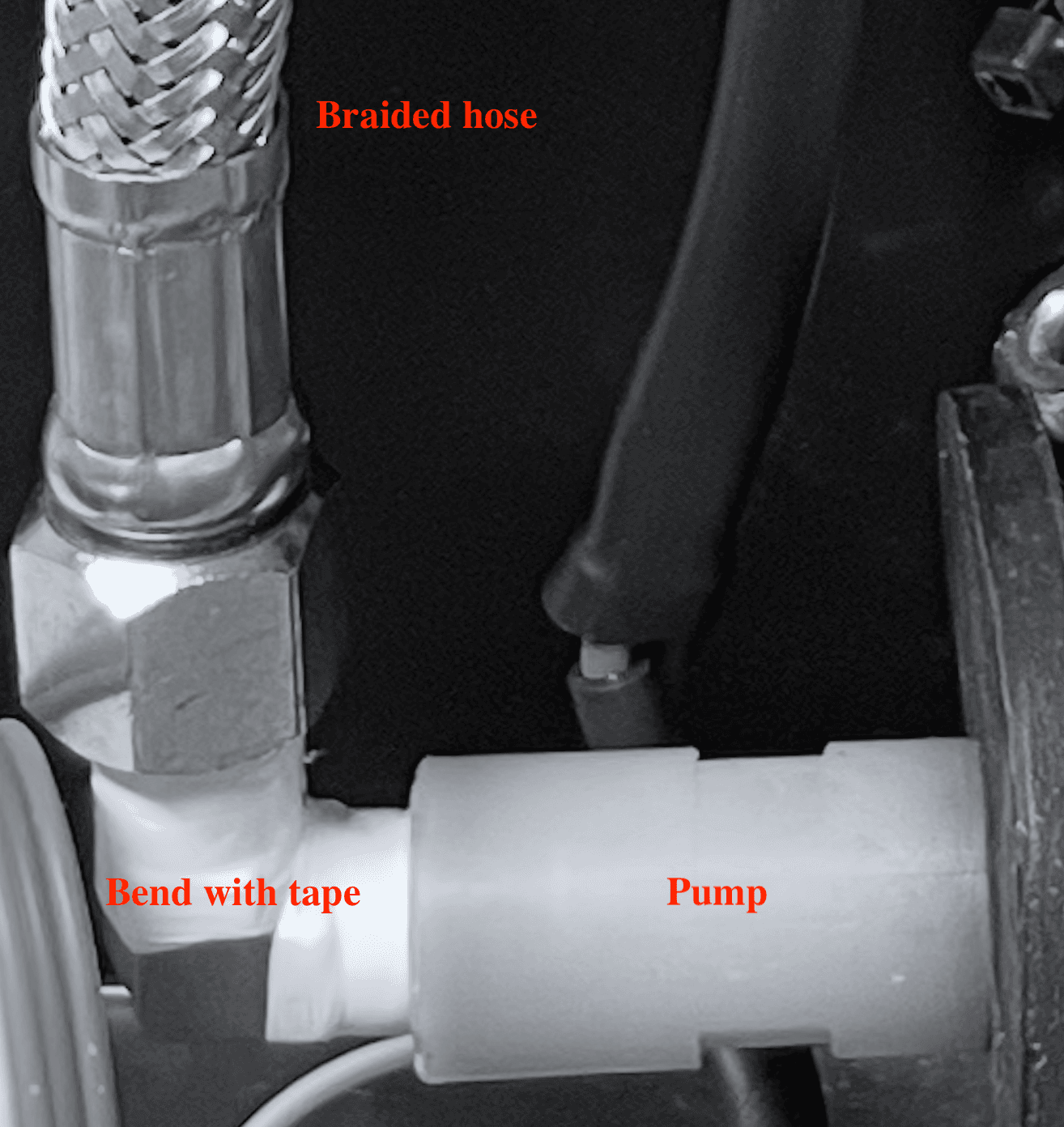 Braided hose installed using teflon tape